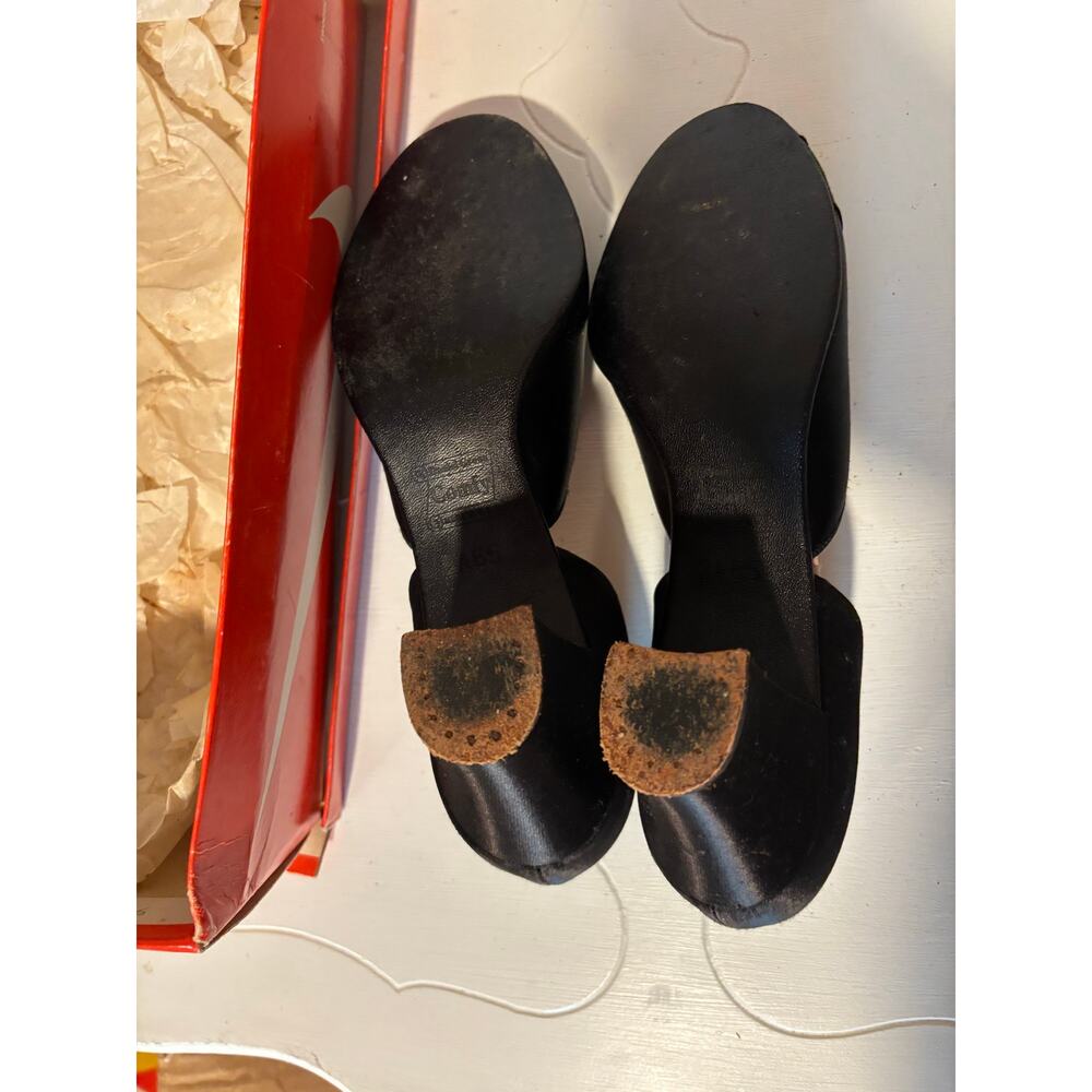 Vintage Black Satin Daniel Green 1940’s Boudoir Slipper Heels - Picture 8 of 11
